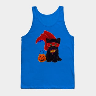 Halloween Kitten Dressed As A Superhero Costume Tank Top